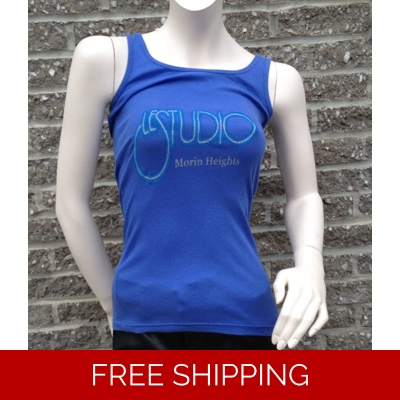 Woman Purple Tank Top Silver & Blue Front Logo M/H